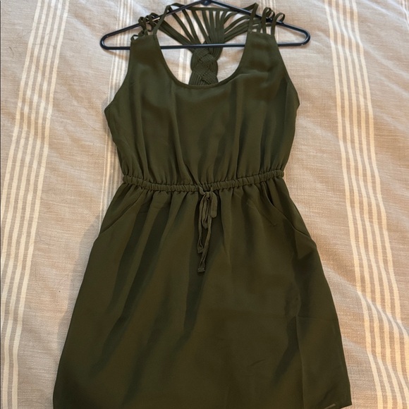 Naked Zebra Olive Green Strappy Mini Dress